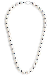 Pearl and Black Sapphire Necklace 18K gold handmade fine jewelry