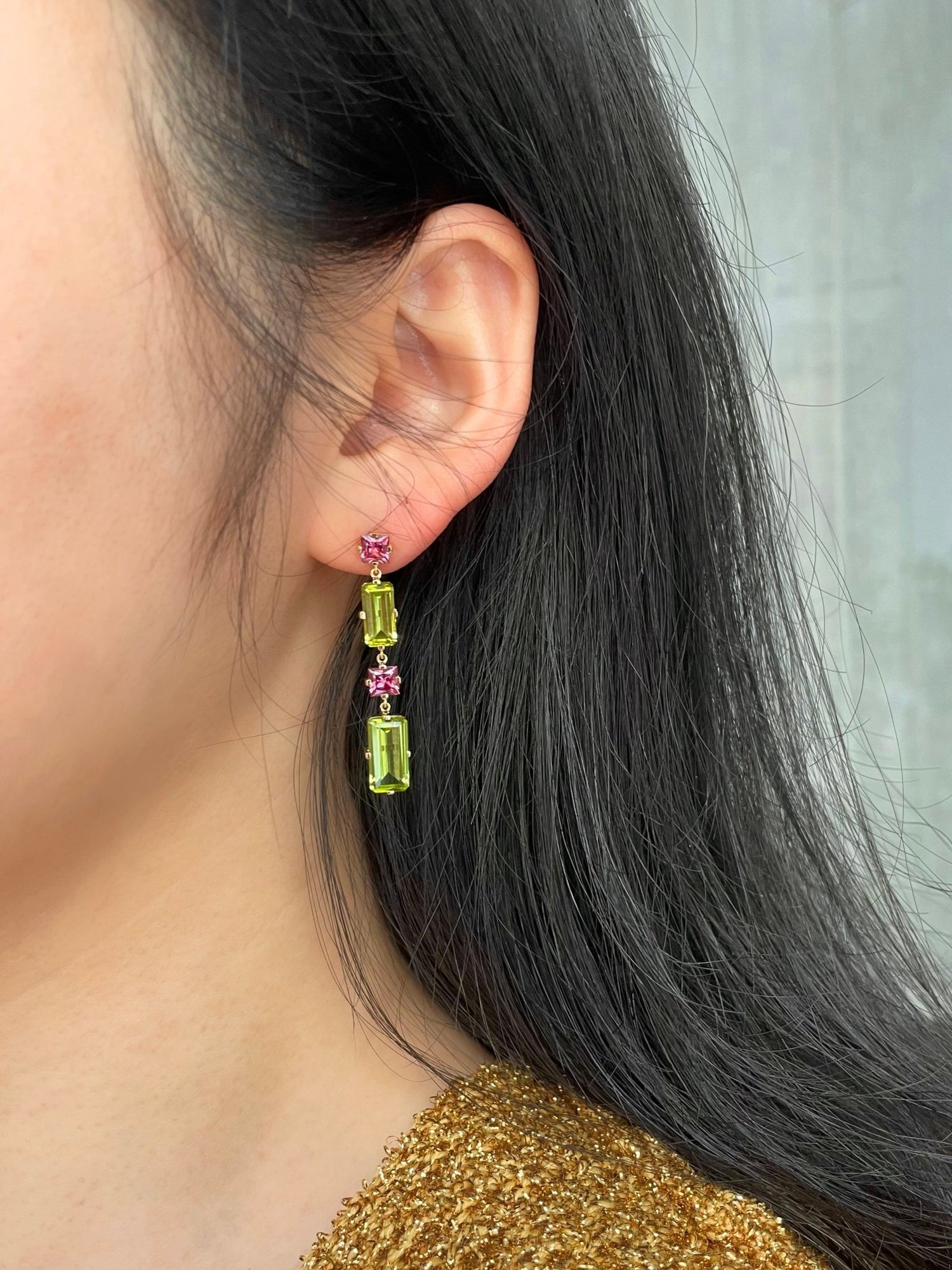 Peridot & Rhodolite Dionysus Earrings