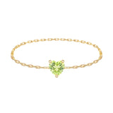 Peridot Heart Chain Ring 18K Stackable ring
