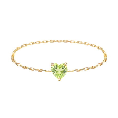Peridot Heart Chain Ring 18K Stackable ring