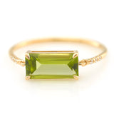 Peridot Petite Diamond Circle Ring 18k gold stackable ring