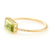 Peridot Petite Diamond Circle Ring 18k gold stackable ring side view
