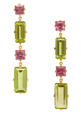 Peridot & Rhodolite Dionysus Earrings 18K Gold Handmade Fine Jewelry