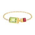 Peridot & Ruby Chain Ring 18k gold Stackable ring