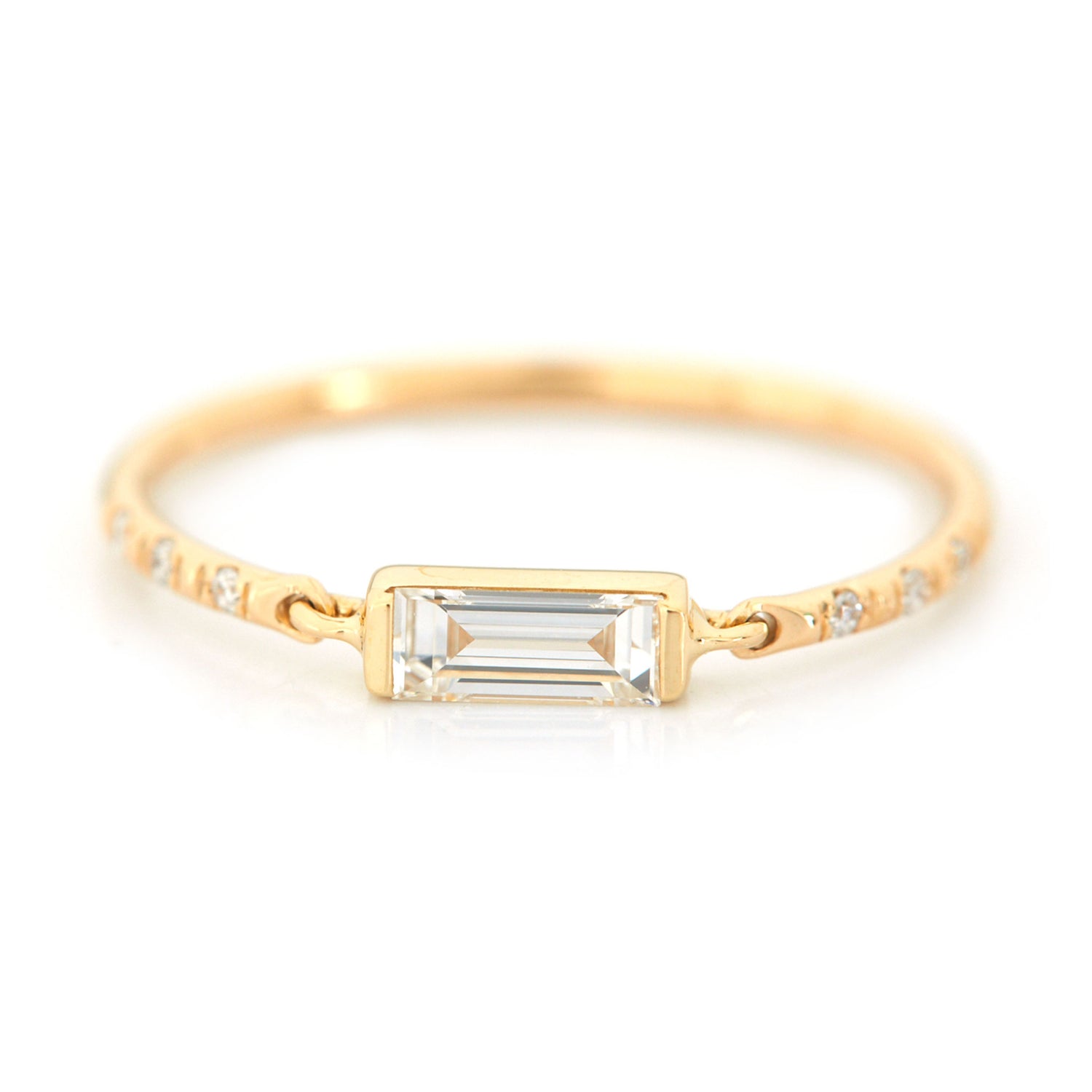 Petite Circle Diamond Baguette Ring