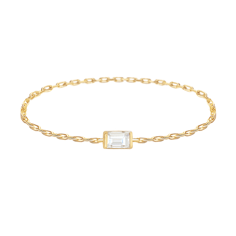 Petite Diamond Baguette Chain Ring 14k gold Stackable ring