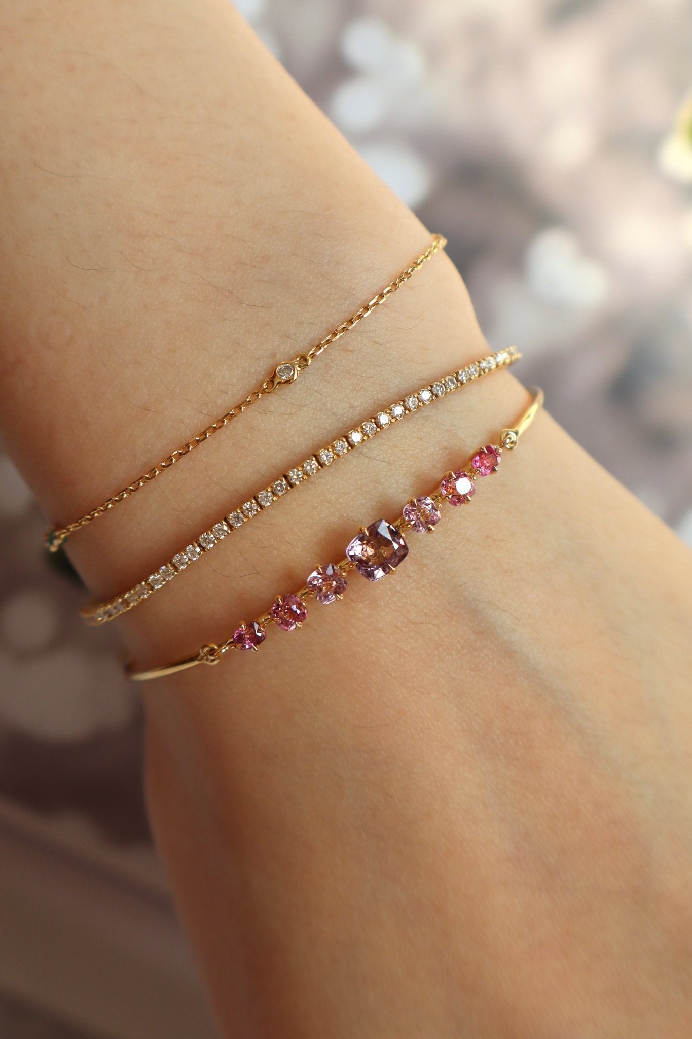 Pink & Lilac Spinel Compass Bangle