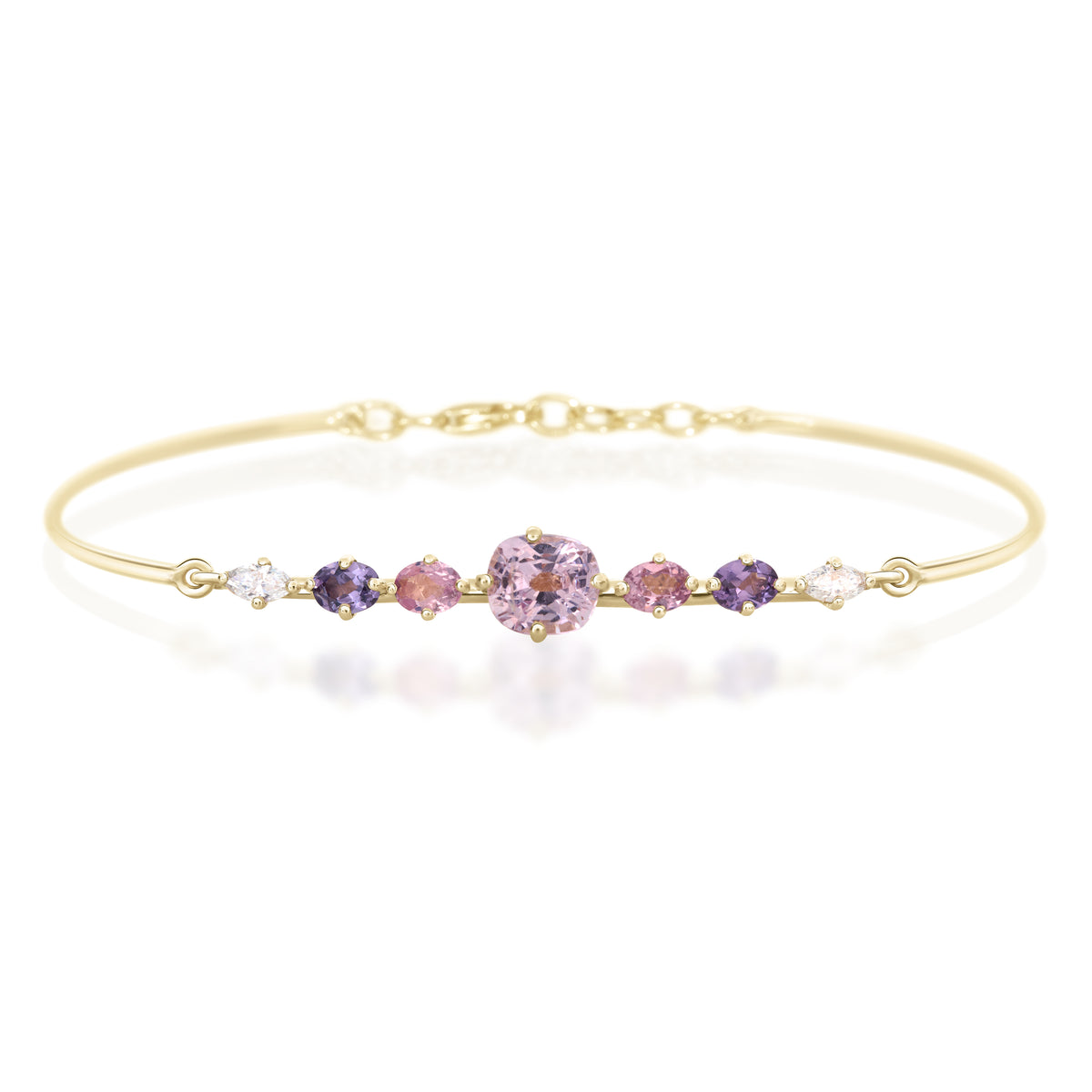 Pink & Lilac Spinel Compass Bangle YG14K stackable design