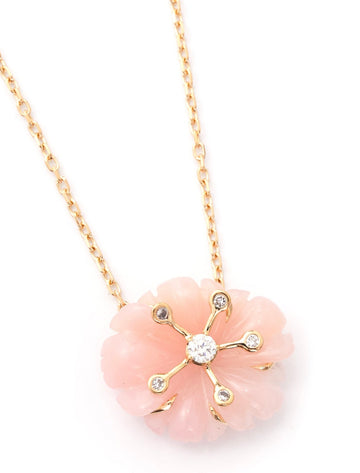 Pink Opal & Diamond Flora Necklace
