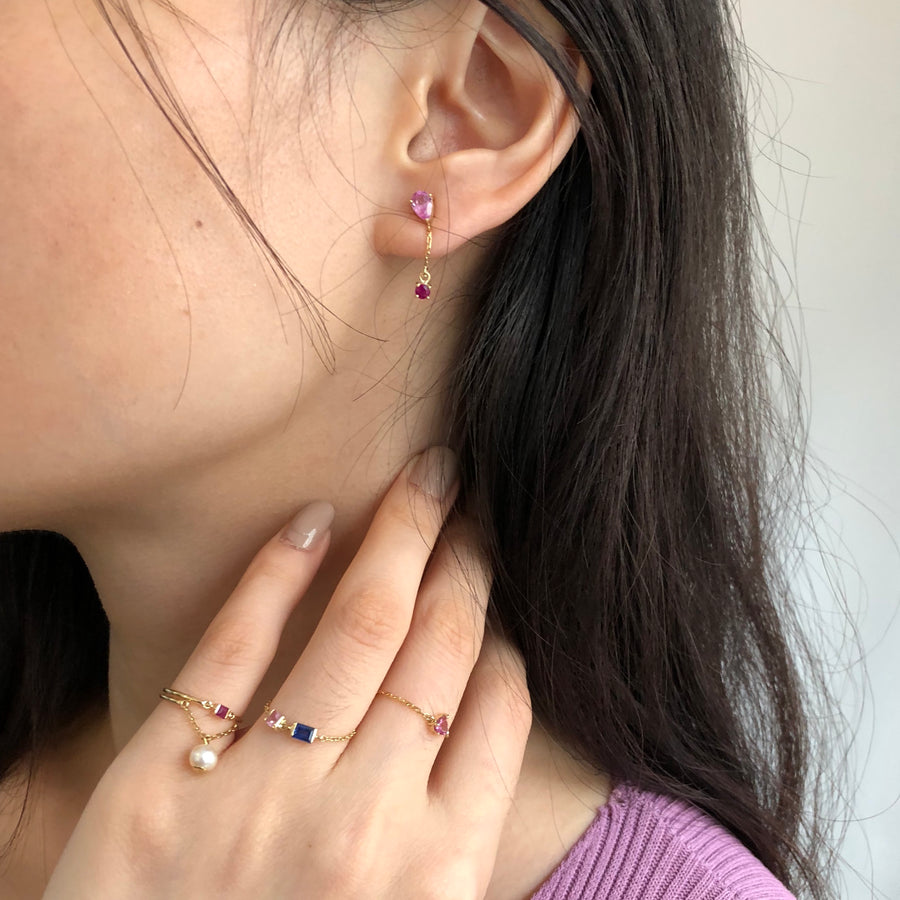Pink Sapphire & Ruby Chain Earrings