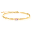Pink Sapphire Bar Herringbone Bracelet 18k gold Stackable design 