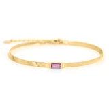 Pink Sapphire Bar Herringbone Bracelet 18k gold Stackable design 