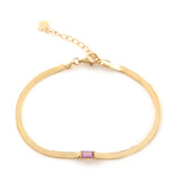 Pink Sapphire Bar Herringbone Bracelet 18k gold Stackable design 3