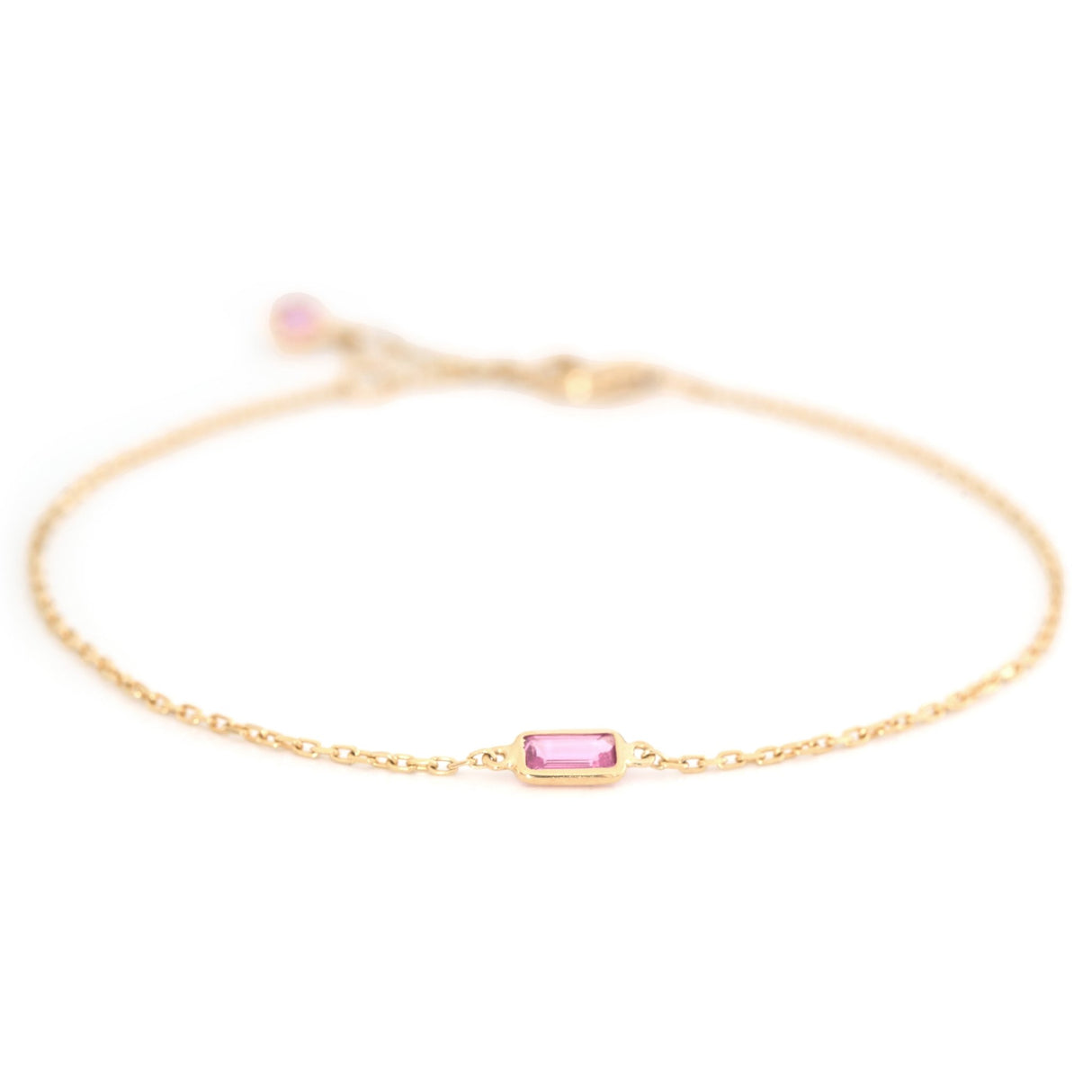 Pink Sapphire Bracelet 18k gold stackable design