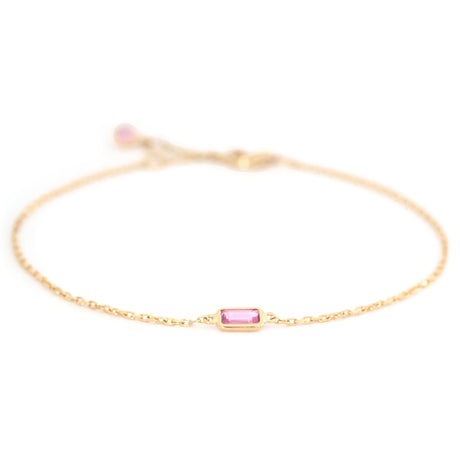 Pink Sapphire Bracelet 18k gold stackable design