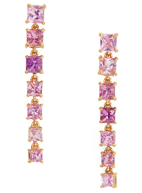 Pink Sapphire Cascade Earrings 18K Gold Handmade Fine Jewelry