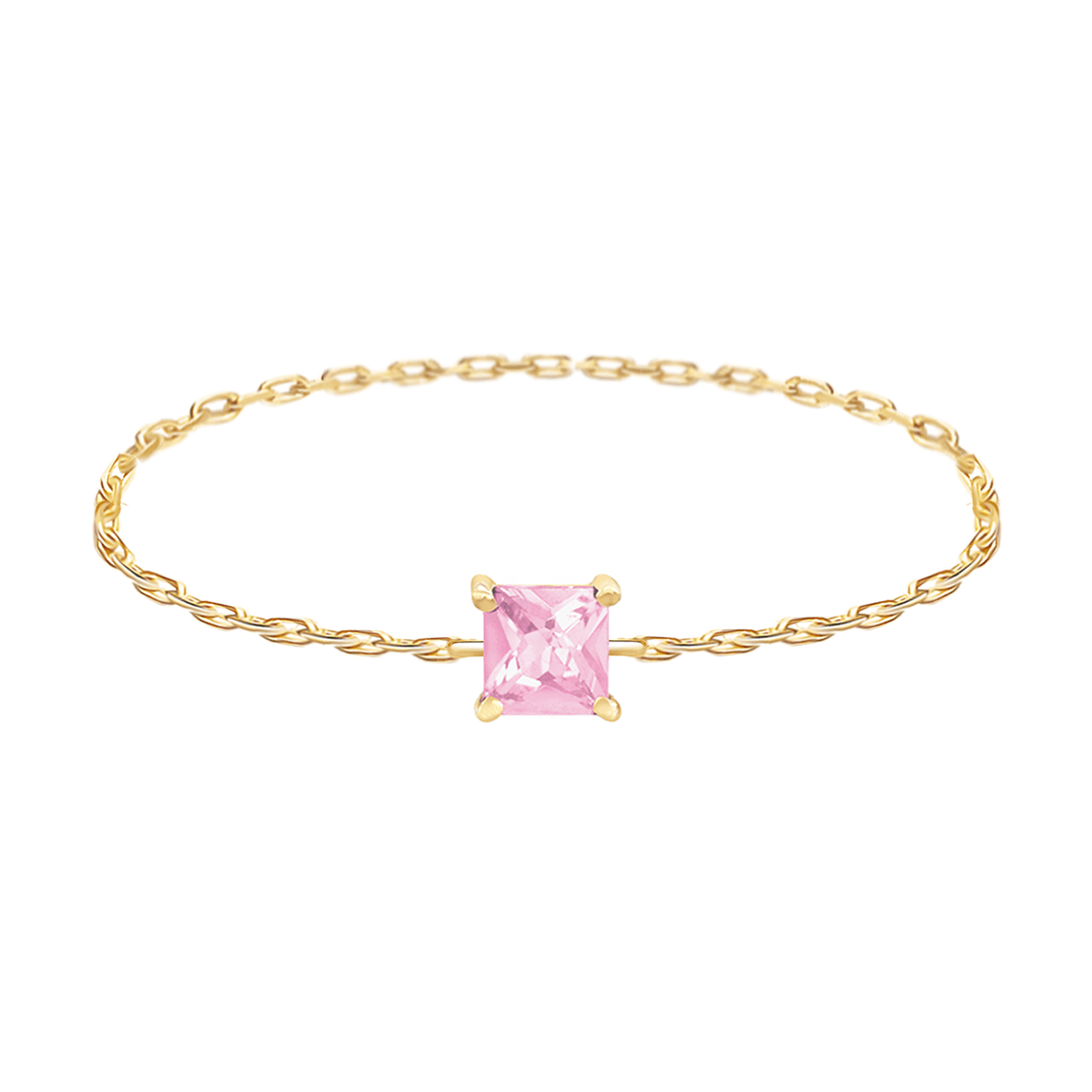 Pink Sapphire Chain Ring 14k gold stackable ring