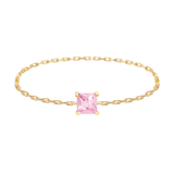 Pink Sapphire Chain Ring 14k gold stackable ring