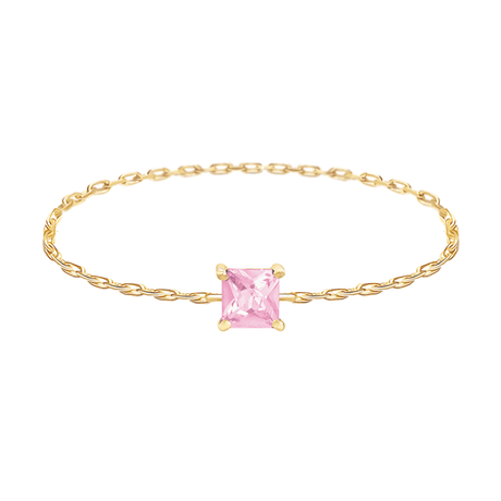 Pink Sapphire Chain Ring 14k gold stackable ring