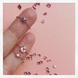 Pink Sapphire Chain Ring 14k gold stackable ring on model 1