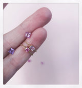 Pink Sapphire Chain Ring 14k gold stackable ring on model 2