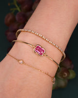 Pink_Sapphire_Compass_Bangle_18K_gold_stackable_design_on_model_2