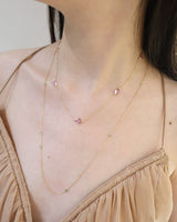 Pink_Sapphire_Contour_Necklace_18K_Gold_Handmade_Fine_Jewelry_on_model_1