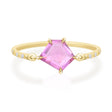 Pink Sapphire Contour Petite Circle Diamond Ring  18K Stackable ring