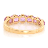 Pink Sapphire Crescendo Ring (Horizontal)  18k gold Stackable ring back view