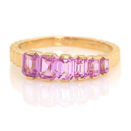 Pink Sapphire Crescendo Ring (Vertical) 18k gold engagement ring 