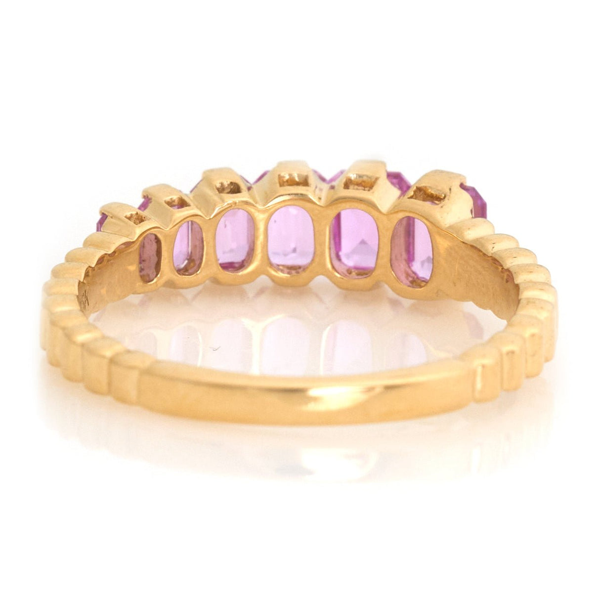 Pink Sapphire Crescendo Ring (Vertical) 18k gold engagement ring back view