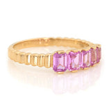 Pink Sapphire Crescendo Ring (Vertical) 18k gold engagement ring side view