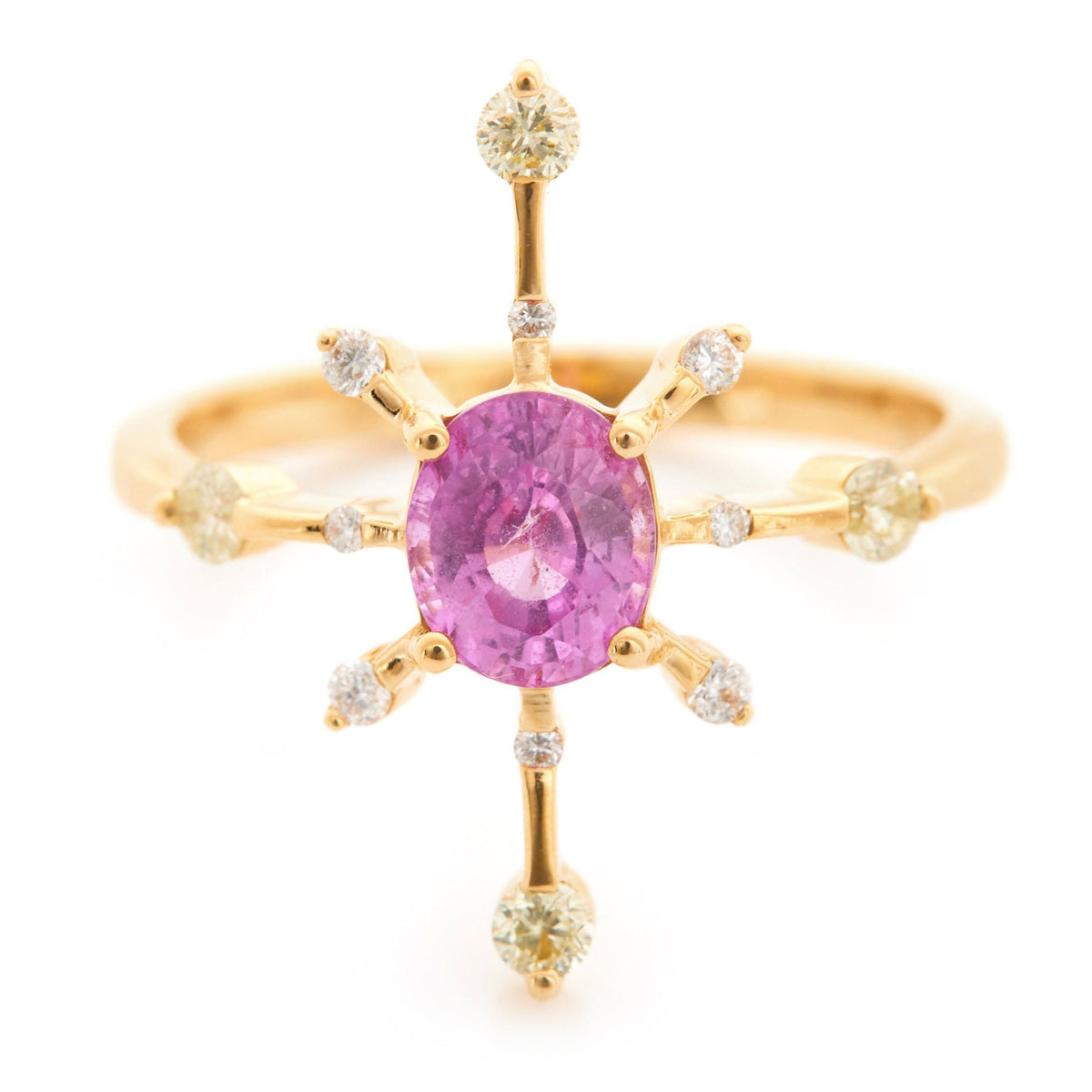Pink Sapphire & Diamond Starburst Ring