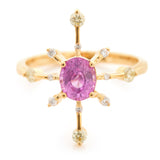 Pink Sapphire & Diamond Starburst Ring