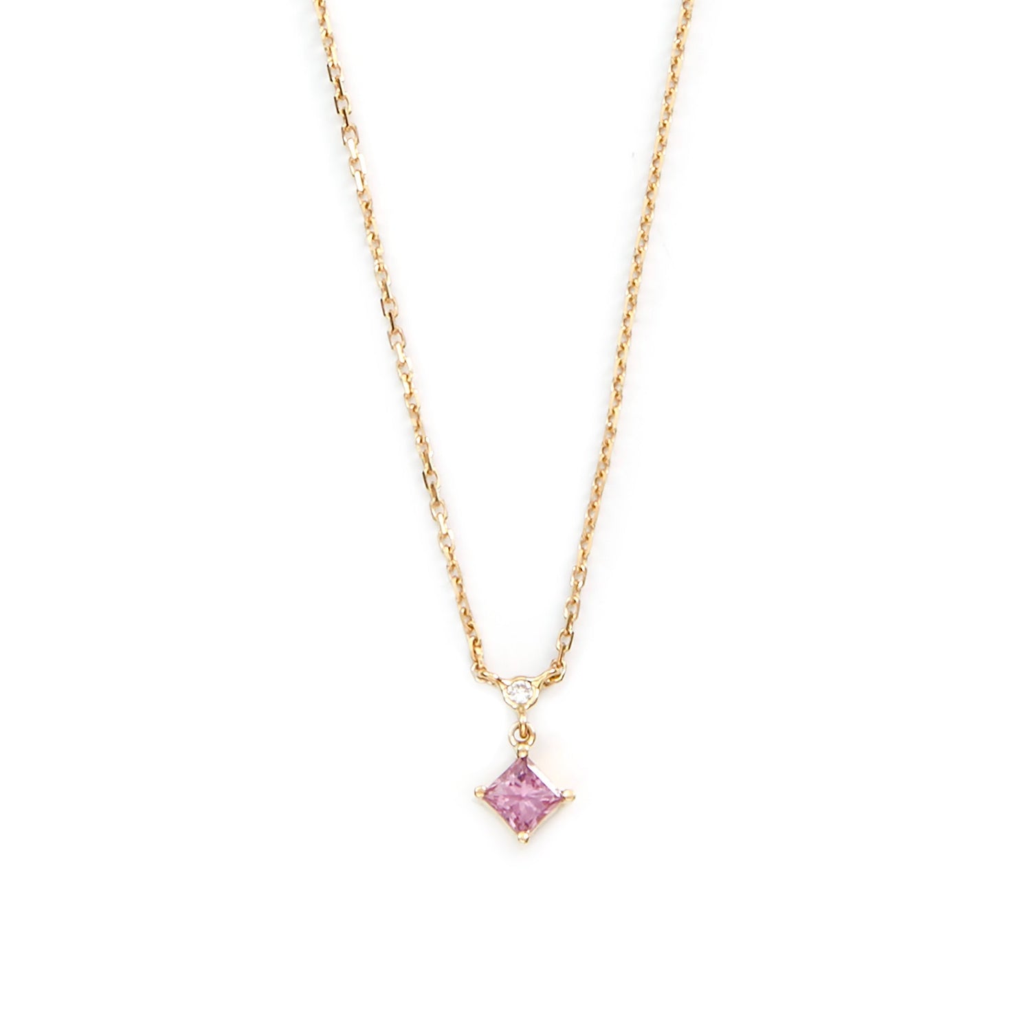 Pink Sapphire & Diamond Whispers Necklace 18k gold handmade fine jewelry
