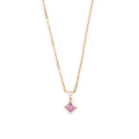 Pink Sapphire & Diamond Whispers Necklace 18k gold handmade fine jewelry