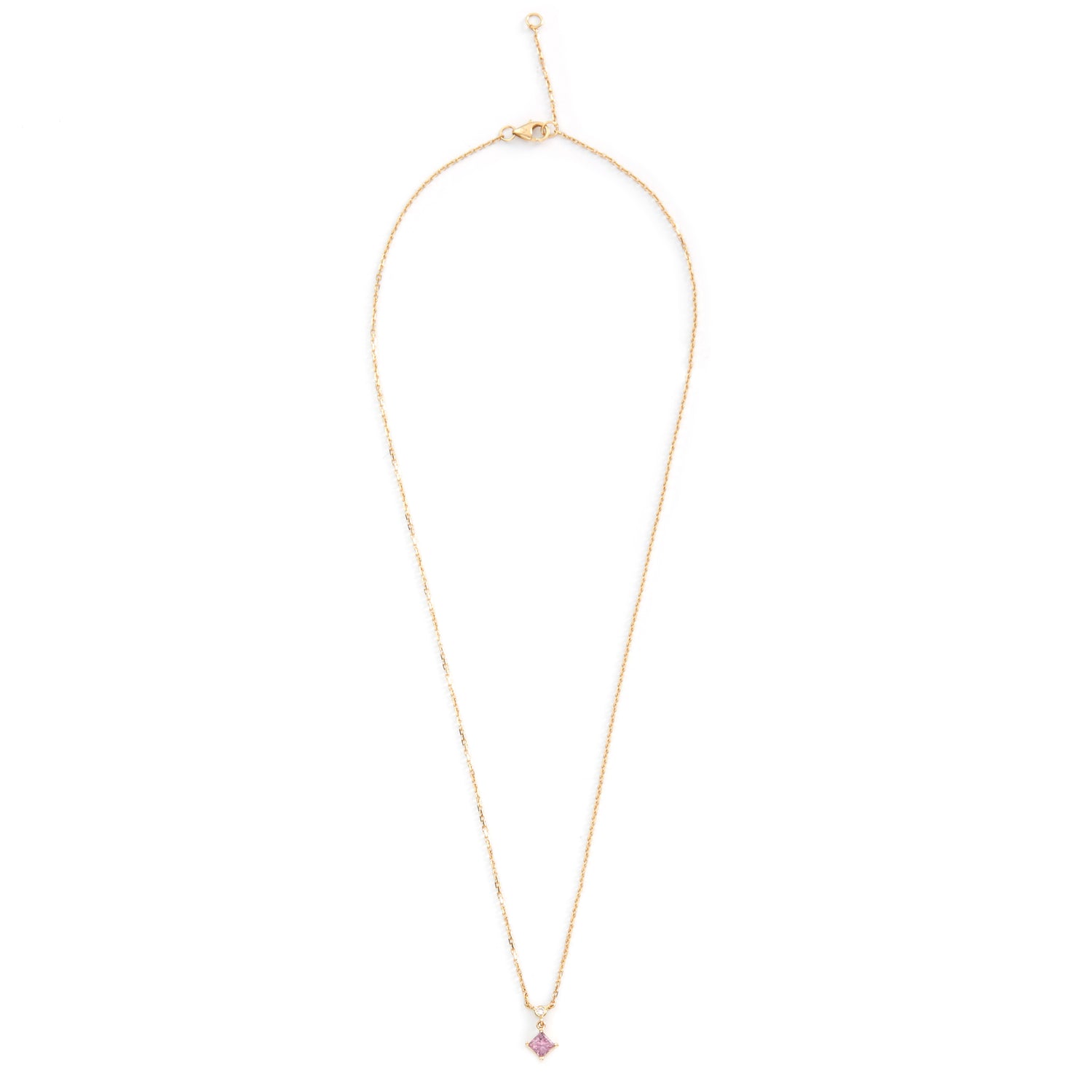 Pink Sapphire & Diamond Whispers Necklace 18k gold handmade fine jewelry 2