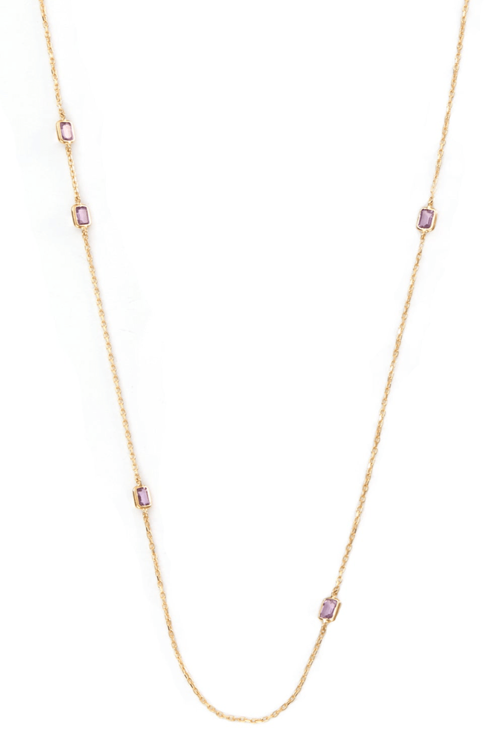 Pink Sapphire Dot Necklace 18k gold handmade fine jewelry