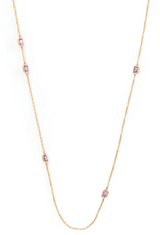 Pink Sapphire Dot Necklace 18k gold handmade fine jewelry