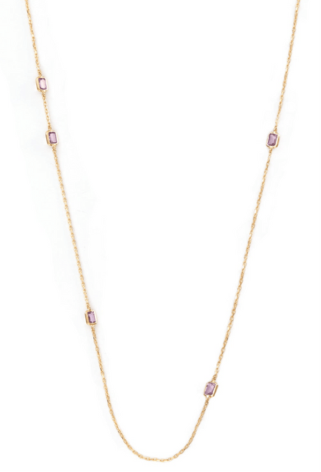 Pink Sapphire Dot Necklace 18k gold handmade fine jewelry