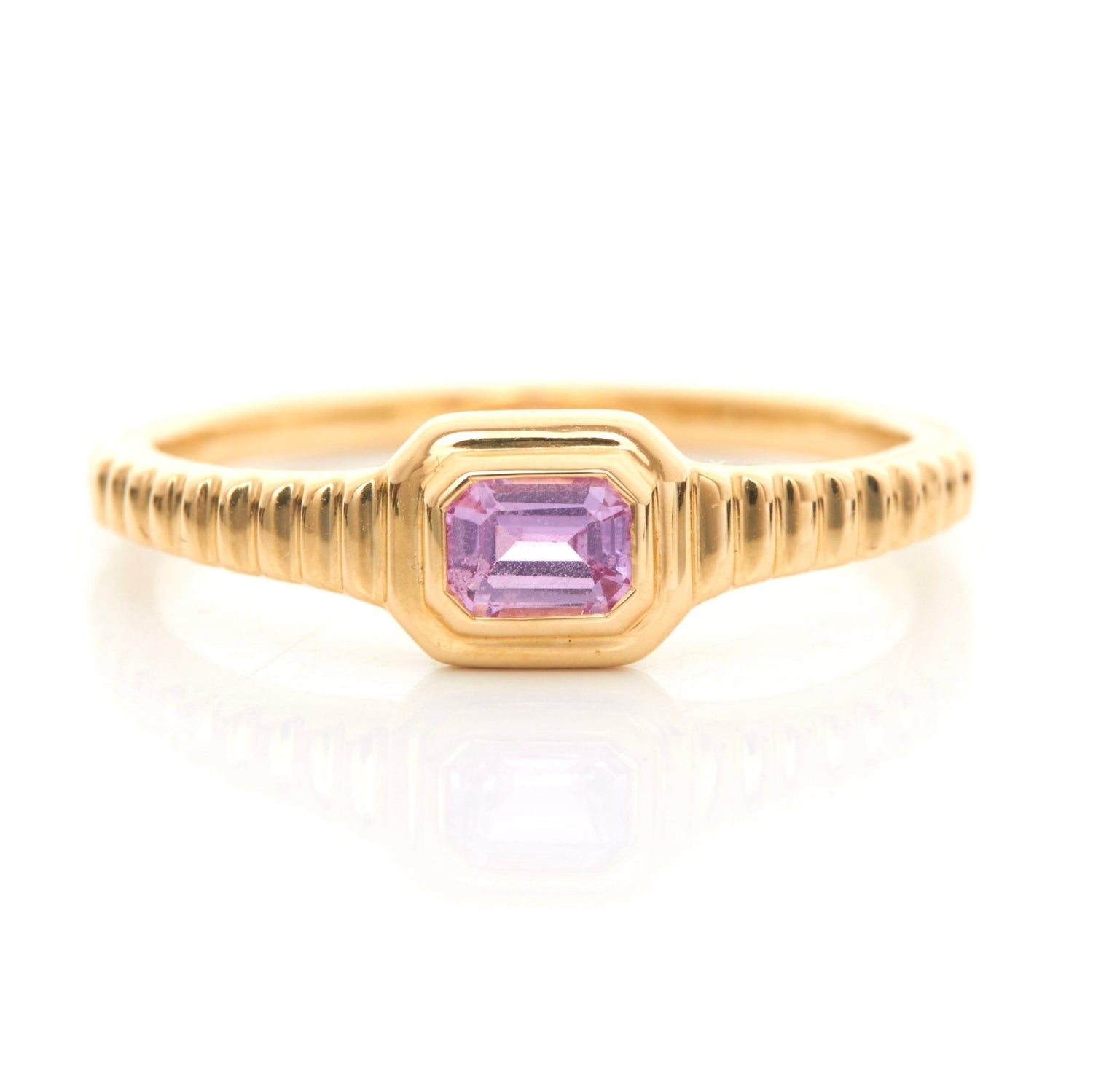 Pink Sapphire Frame Ring 18k gold Stackable ring