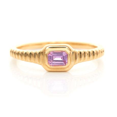 Pink Sapphire Frame Ring 18k gold Stackable ring