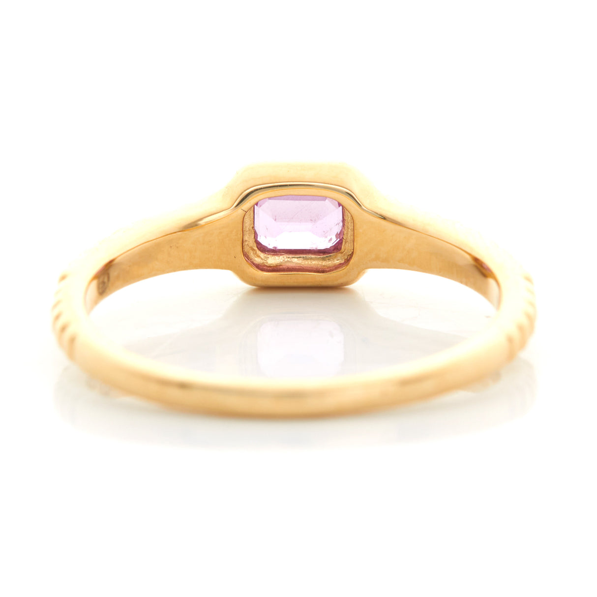 Pink Sapphire Frame Ring 18k gold Stackable ring back view
