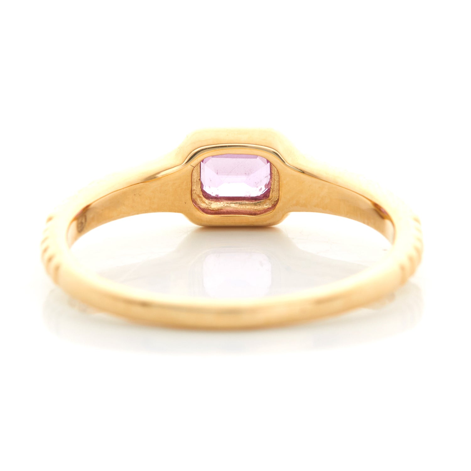 Pink Sapphire Frame Ring 18k gold Stackable ring back view