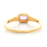 Pink Sapphire Frame Ring 18k gold Stackable ring back view