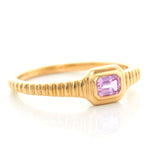 Pink Sapphire Frame Ring 18k gold Stackable ring side view