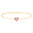 Pink Sapphire Heart Bangle 18k gold Stackable design 