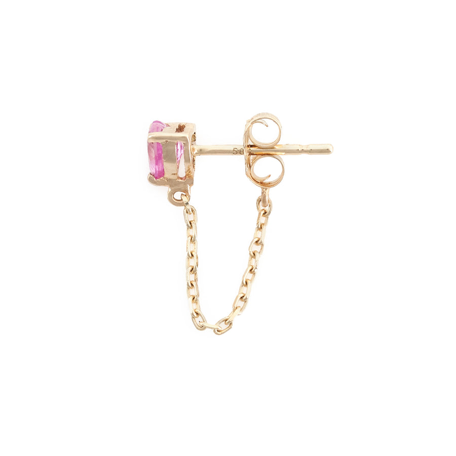Pink Sapphire Heart Chain Earring