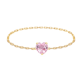 Pink Sapphire Heart Chain Ring 14k gold Stackable ring