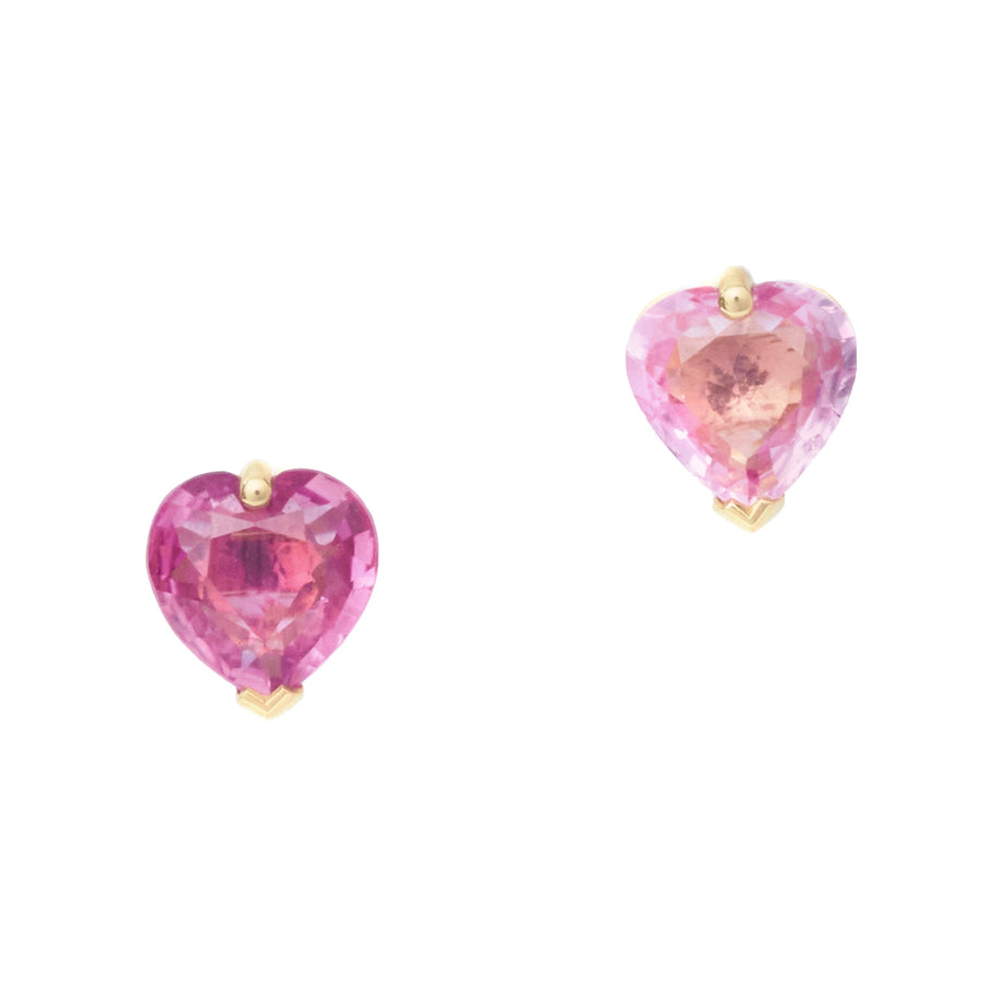 Pink Sapphire Heart  Earrings